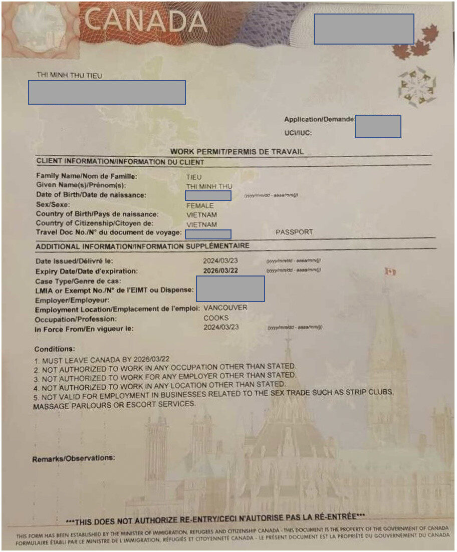Chia Sẻ Từ Khách Hàng Thành Công Nhận Work Permit Canada